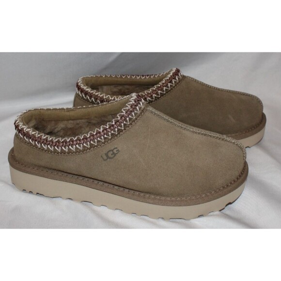 UGG WOMEN'S US 6 SUEDE SHEARLING LINED TASMAN SLIPPERS ANTELOPE TAN NWOB - Picture 1 of 7